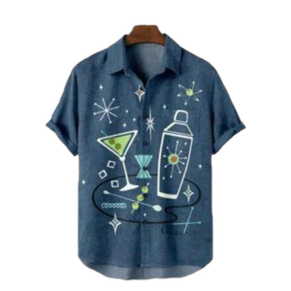 Men's Summer Casual Hawaiian Aloha Button Down Up Beach Shirt Retro